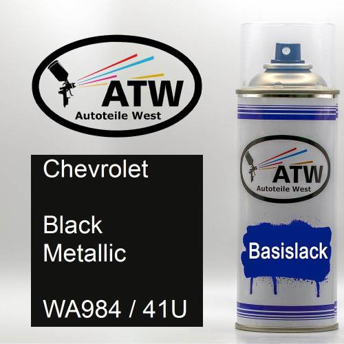 Chevrolet, Black Metallic, WA984 / 41U: 400ml Sprühdose, von ATW Autoteile West.